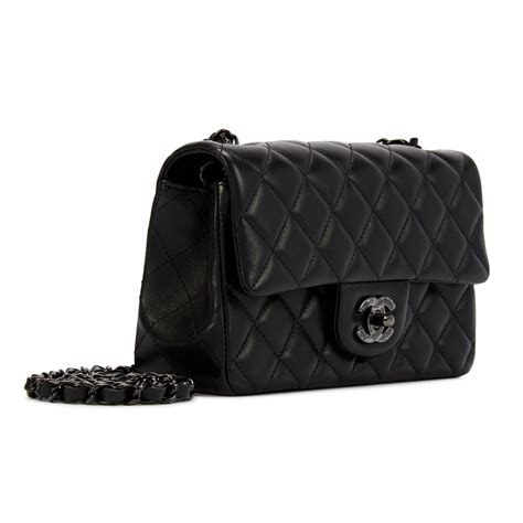 chanel mini rectangular flap bag so black patent black hardware